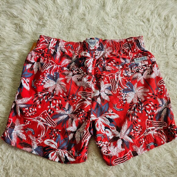 Columbia PFG Women's Red 50 UPF Rate Palm Tree Super Backcast Water Shorts XS - Picture 3 of 11